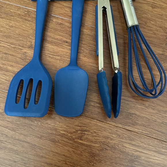 NWT Art & Cook SET 4 Mini Kitchen Cooking Utensils Stainless Steel Blue Silicone - Picture 3 of 5